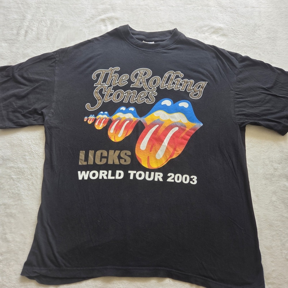 Vintage Rolling Stones T-Shirt Rare World Tour 2003 Big Logo Y2K Streetwear XL